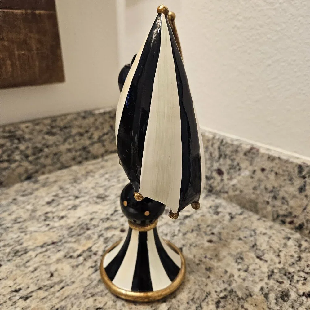 RARE MACKENZIE CHILDS HALLOWEEN BAT COURTLY CHECK FALL TAPER CANDLE HOLDER